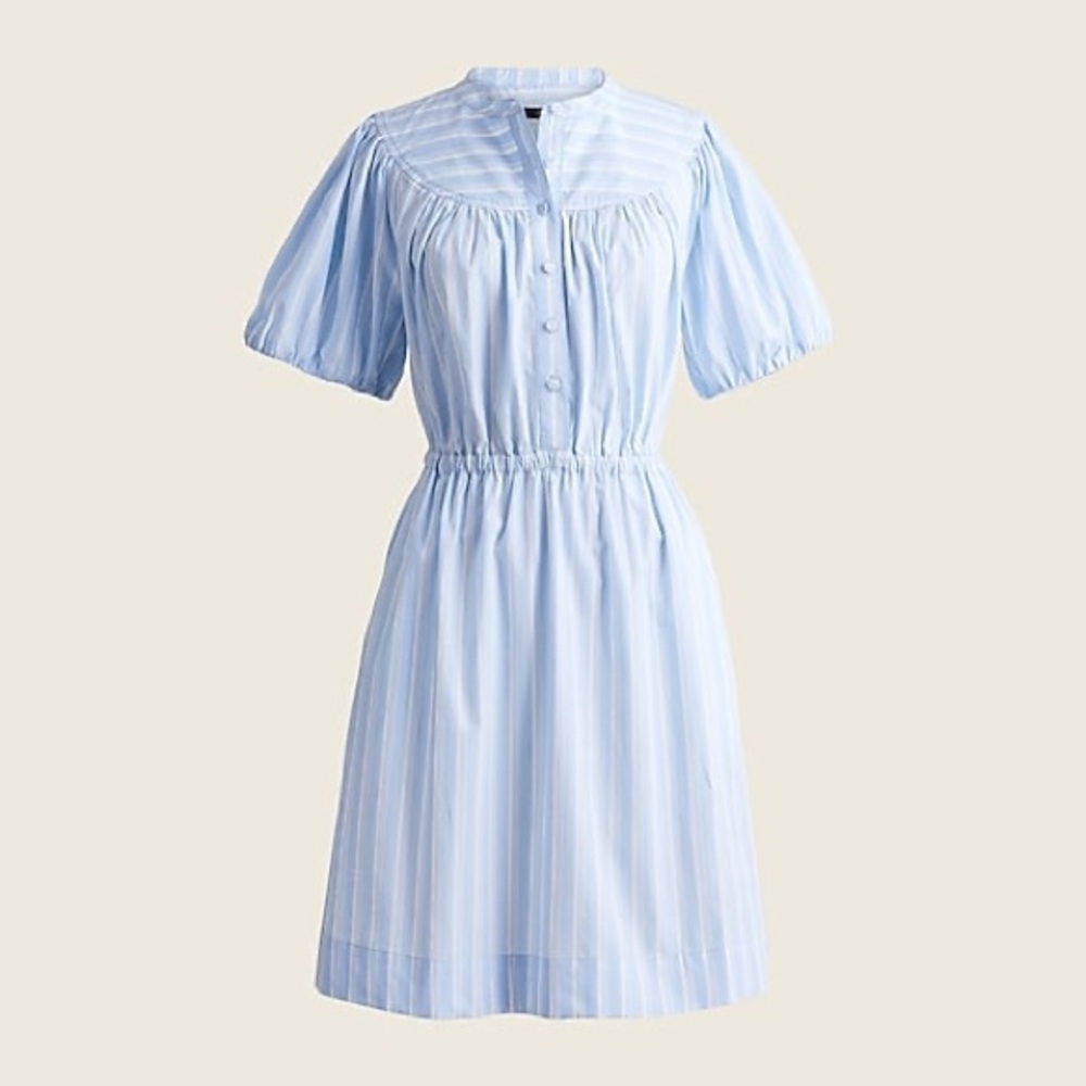 J Crew Petite Puff-sleeve cotton poplin shirtdress